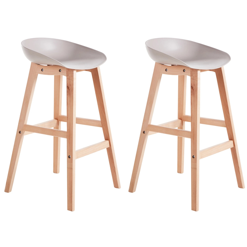 Set di 2 sgabelli da bar in legno chiaro e plastica color tortora 85 cm Sedia da banco
