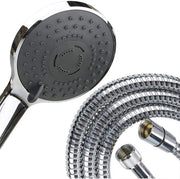 Douchekop con set di tubi per doccia, adattabile, 3 tipi di getto, set di doccia con tubo in acciaio inox, regolabile (lunghezza del tubo 200 cm)