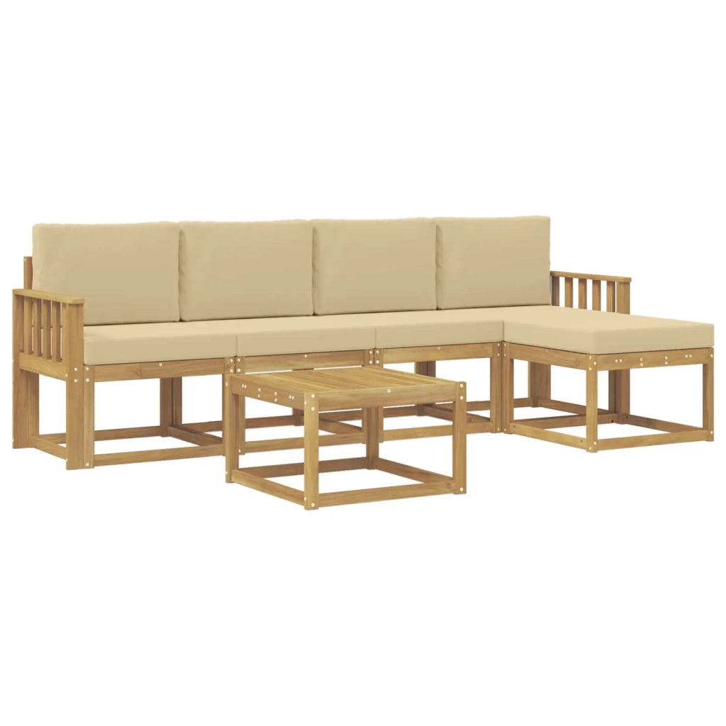 Set di divani da esterno 6 pz Bianco e Beige 3387522
