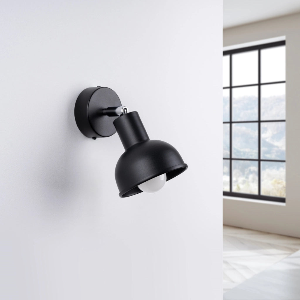 Applique KORSSO nera cupola tonda lettura E27 15W Pure Lume