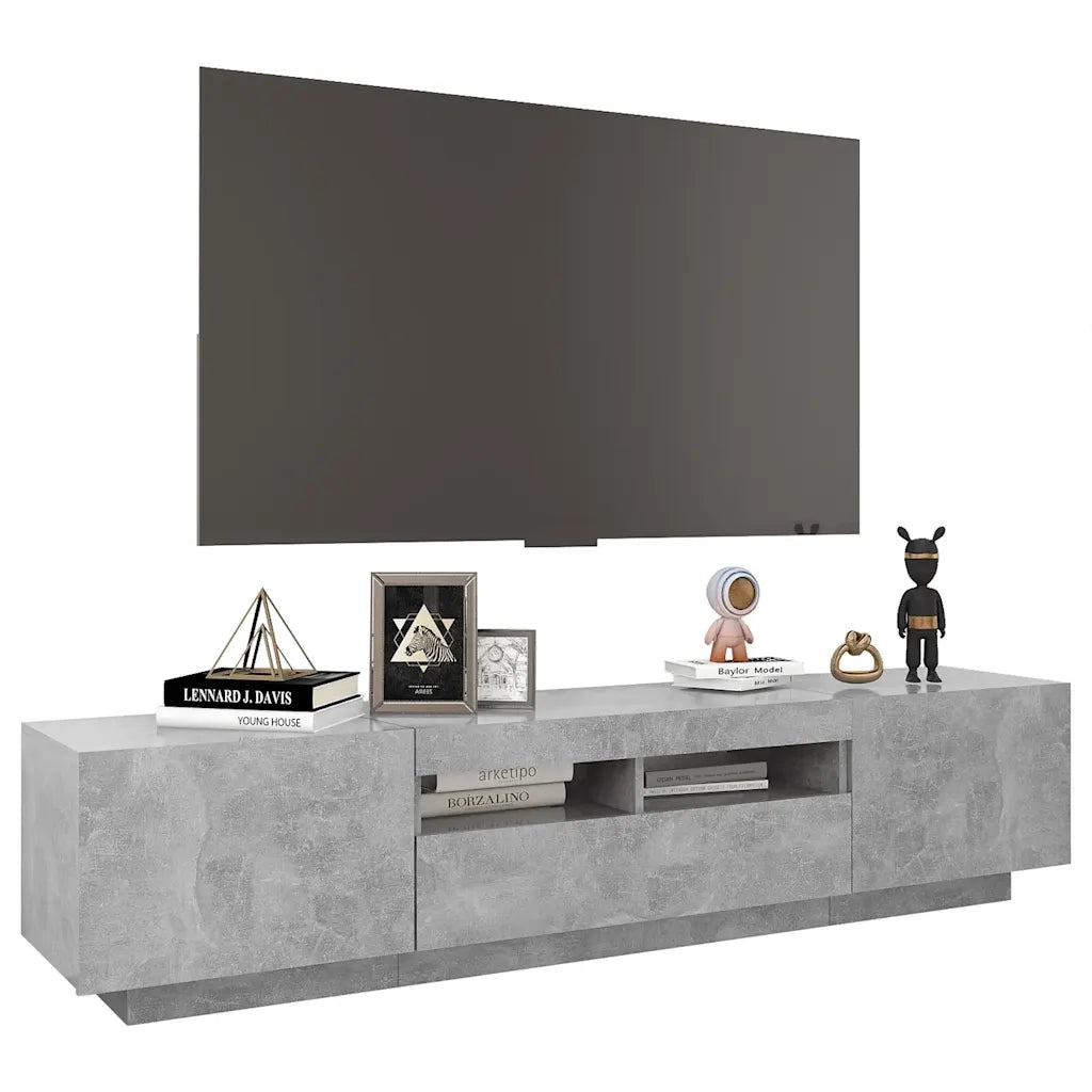 Mobile TV | Armadietto TV | Mobile Porta TV con Luci LED Grigio Cemento 180x35x40 cm