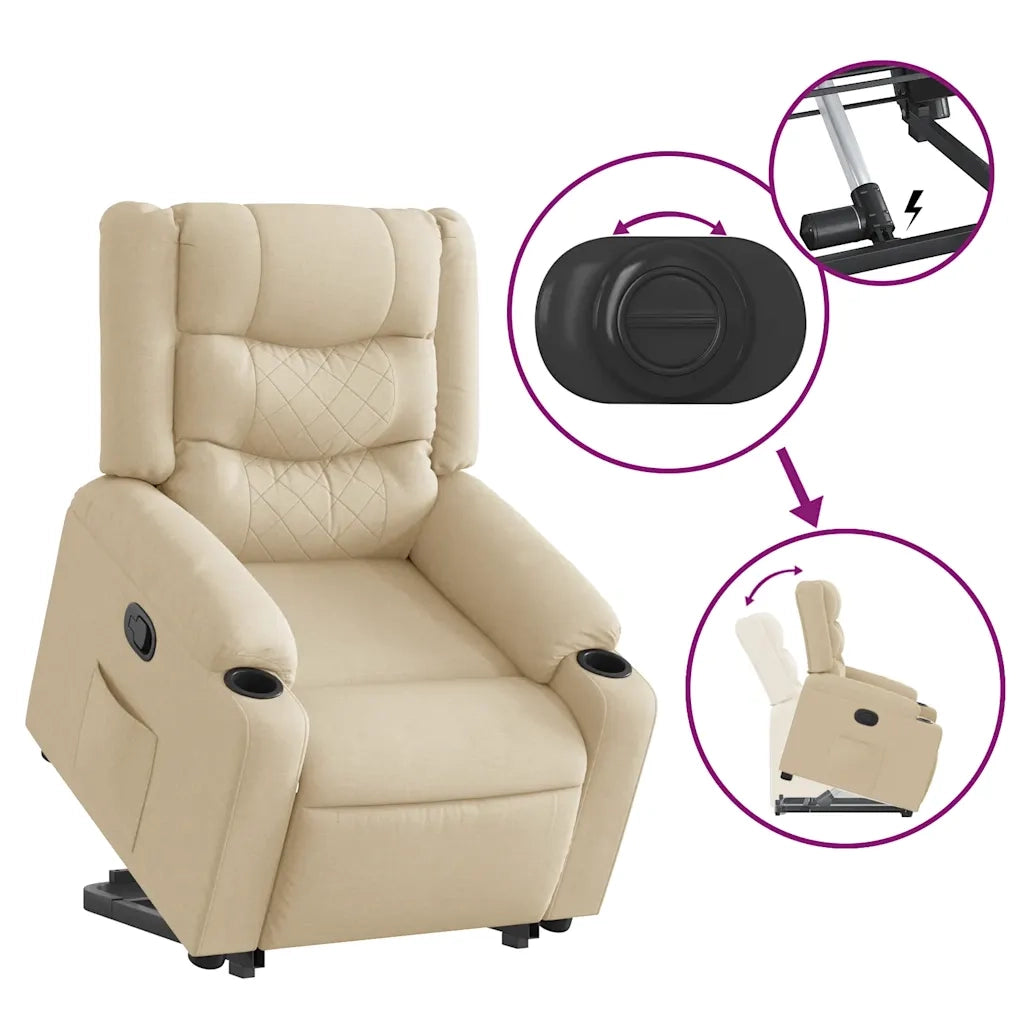 Poltrona Alzapersona Reclinabile Crema in Tessuto 3310266
