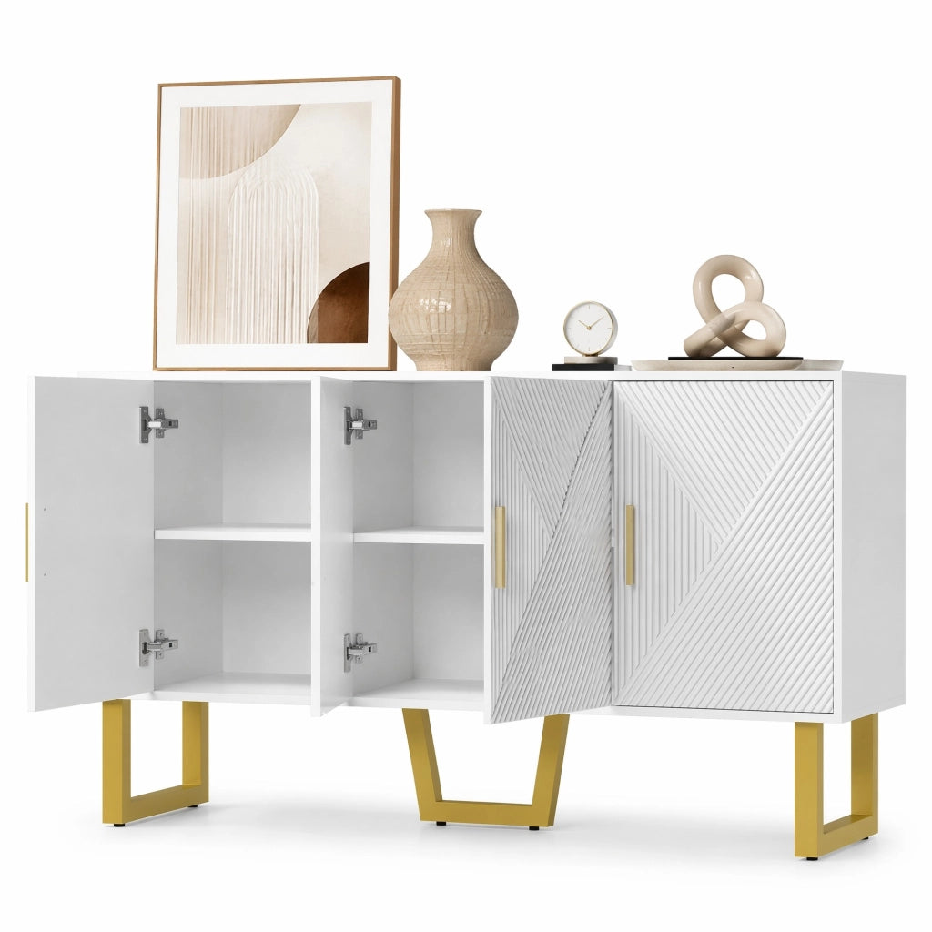 Credenza moderna bianca 150 cm con 4 ante e ripiani regolabili