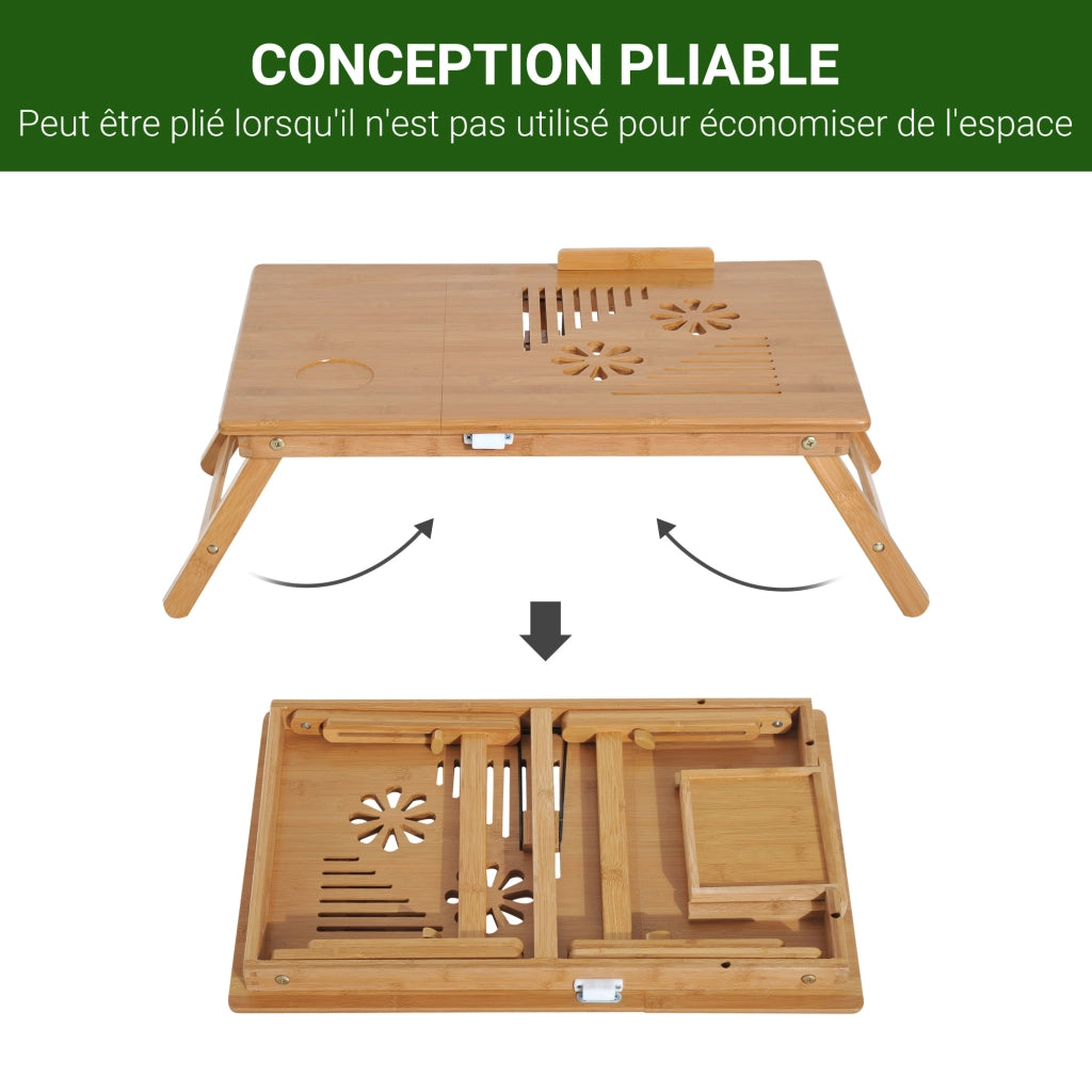 Tavolino da letto per laptop in bamb¨´ regolabile pieghevole ¨C Xylo ¨C Naturale
