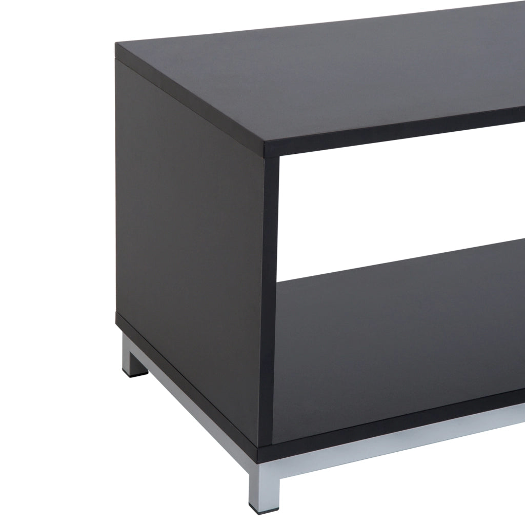 Easycomfort Mobile TV Moderno con Ripiano in Legno, Mobiletto Tavolino Basso da Salotto 114x40x40.5cm, Nero