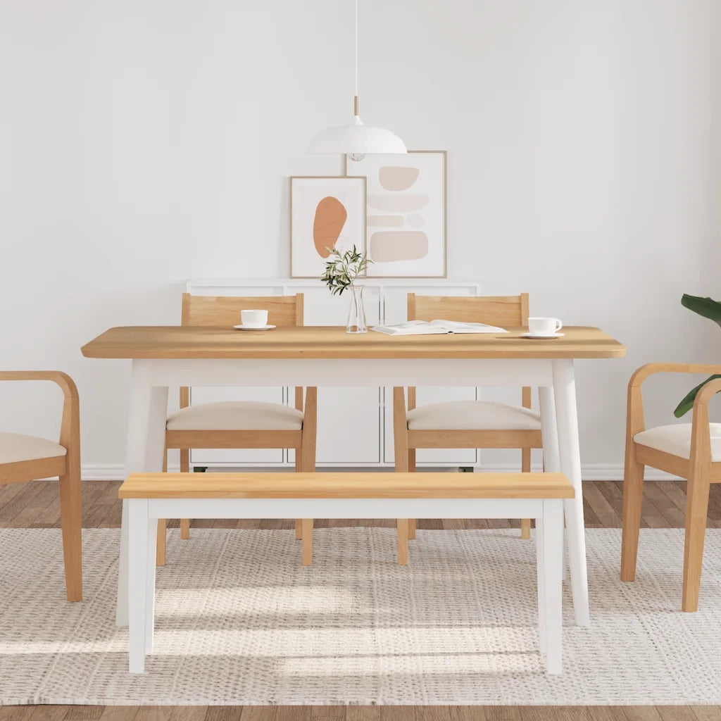 Panca 110 cm Bianco in Legno Massello di Hevea 4102607