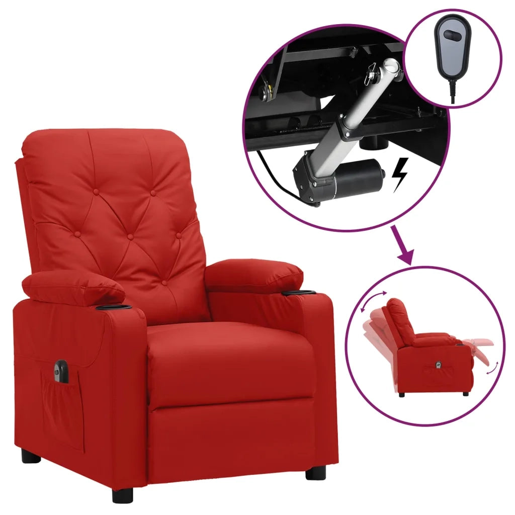 Poltrona Reclinabile Elettrica Rosso Vino in Similpelle