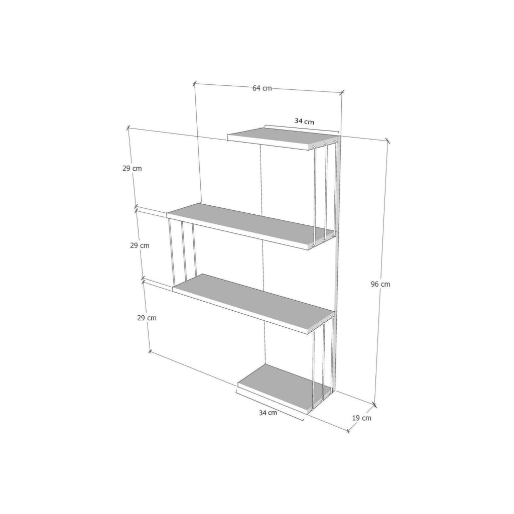 Mensola Batilda, Scaffale, Ripiano a muro, Scaffalatura multiuso, 64x19h96 cm, Quercia e Bianco