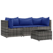 Set Divani da Giardino 4 pz | Set Salotto da Giardino con Cuscini in Polyrattan Grigio