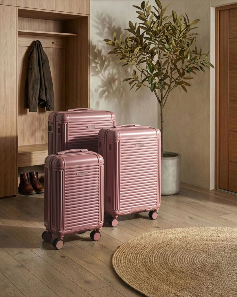 Set di 3 valigie rosa in materiale sintetico con ruote silenziose in ferro e cerniera antifurto 3 misure Lucchetto TSA Comodità