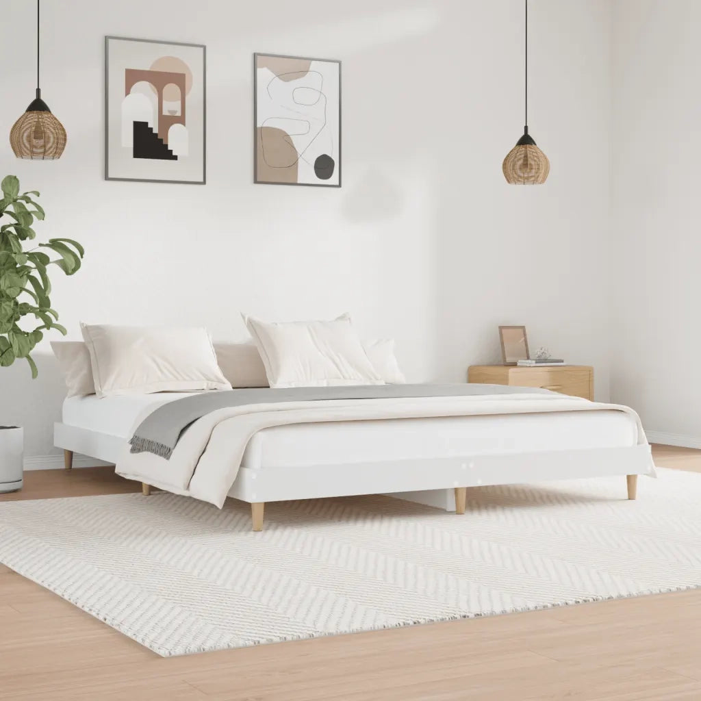 Giroletto-Struttura Letto Bianco 200x200 cm in Legno Multistrato 242368