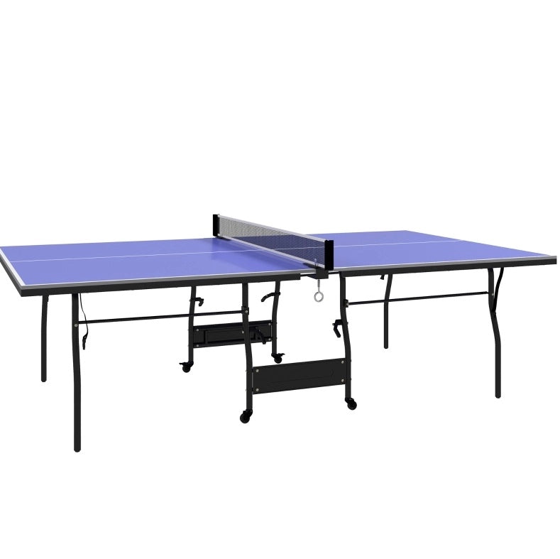 Tavolo da tennistavolo pieghevole blu con rete e accessori