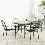 Set Sedie Giardino Impilabili 5pz Antracite Acciaio Verniciato 3283758