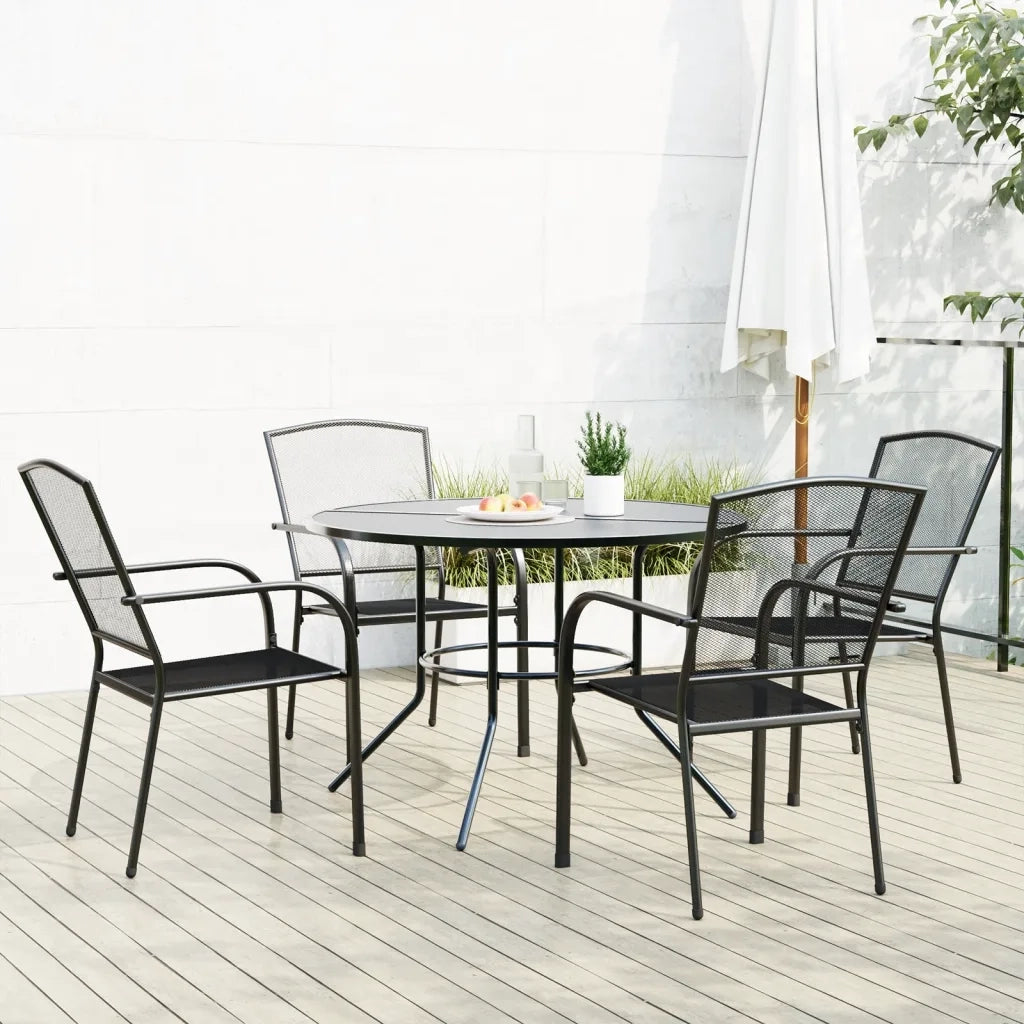 Set Sedie Giardino Impilabili 5pz Antracite Acciaio Verniciato 3283758