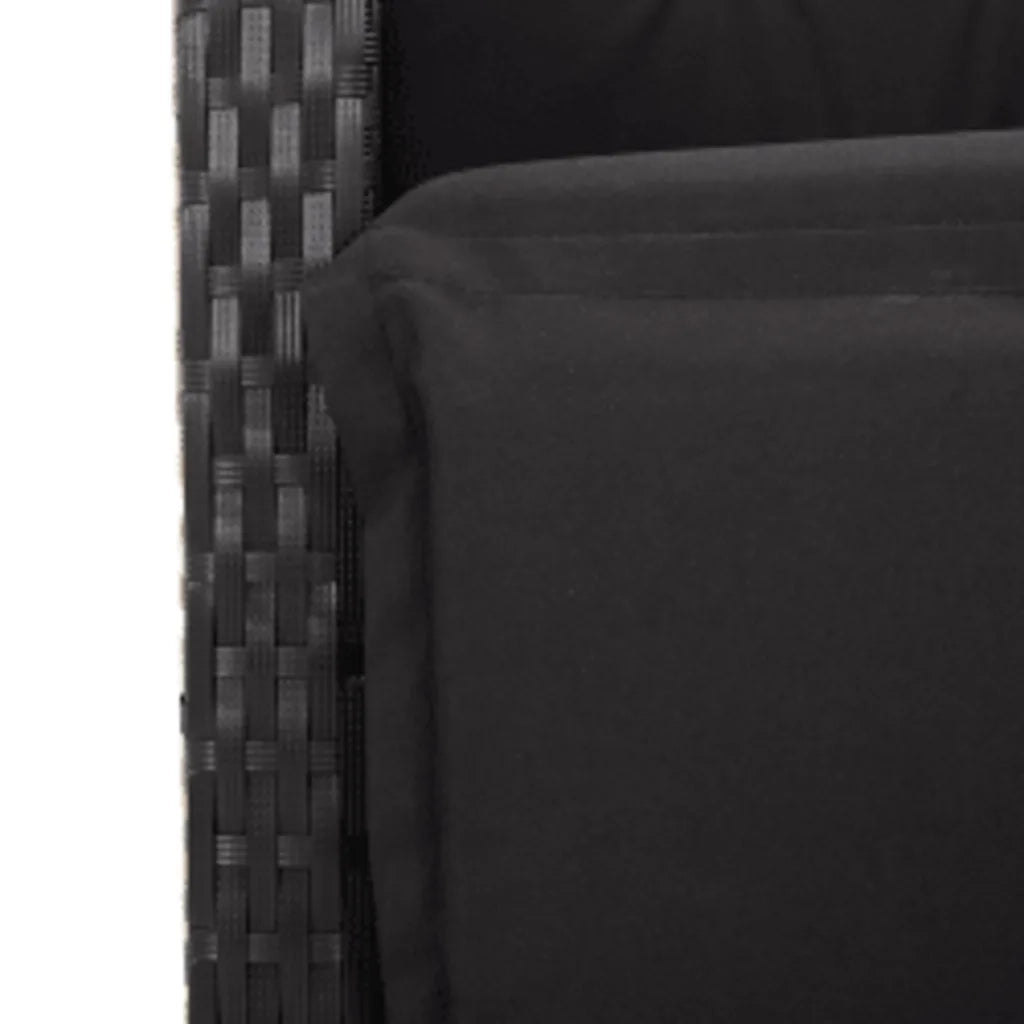 Set da Pranzo da Giardino 7 pz Nero con Cuscini in Polyrattan 3213190