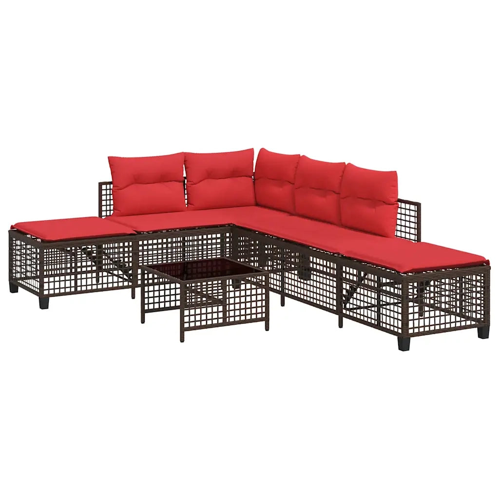 Set divano angolare da giardino a 3 pz con Cuscini in Polyrattan Marrone 365451