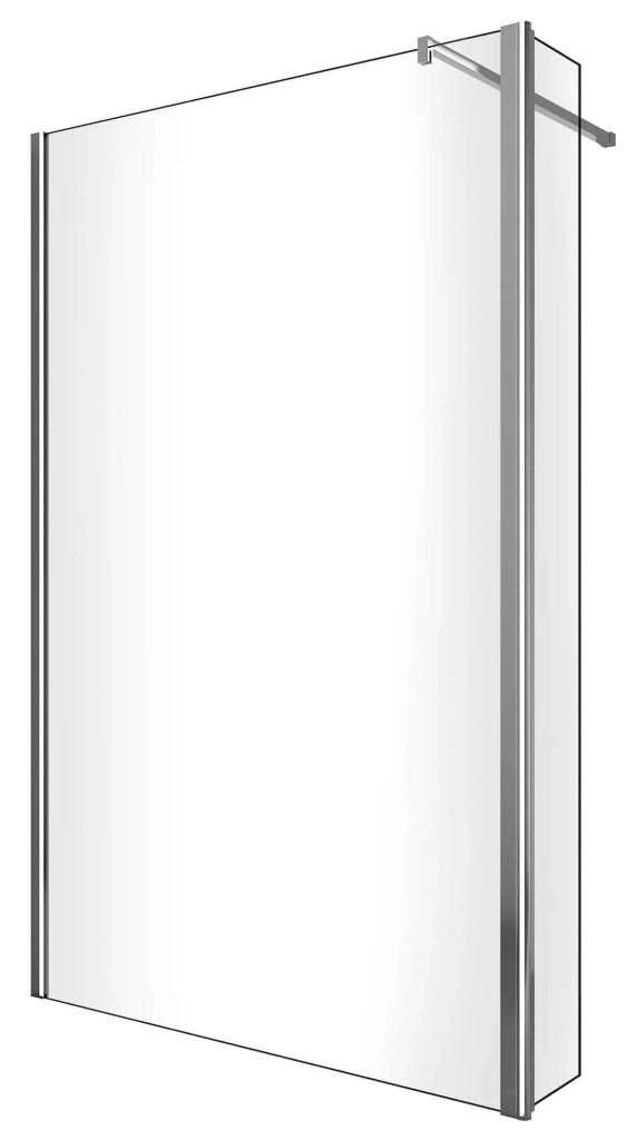 Parete Doccia Walk-In 75 cm + Antina 40 cm in Cristallo Trasparente 8mm H200