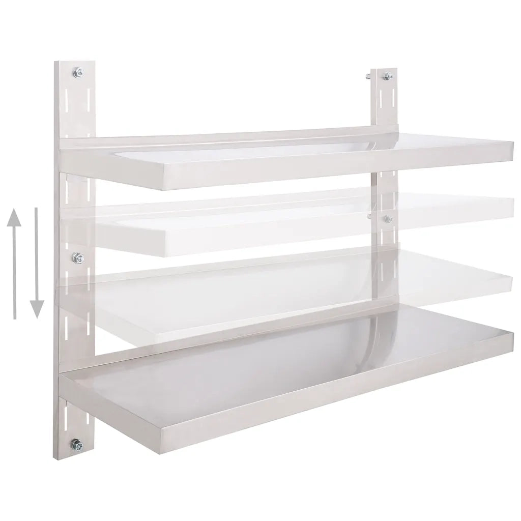 Mensola | Ripiano | Scaffale a Sospensione a 2 Livelli in Acciaio Inox 100x30 cm