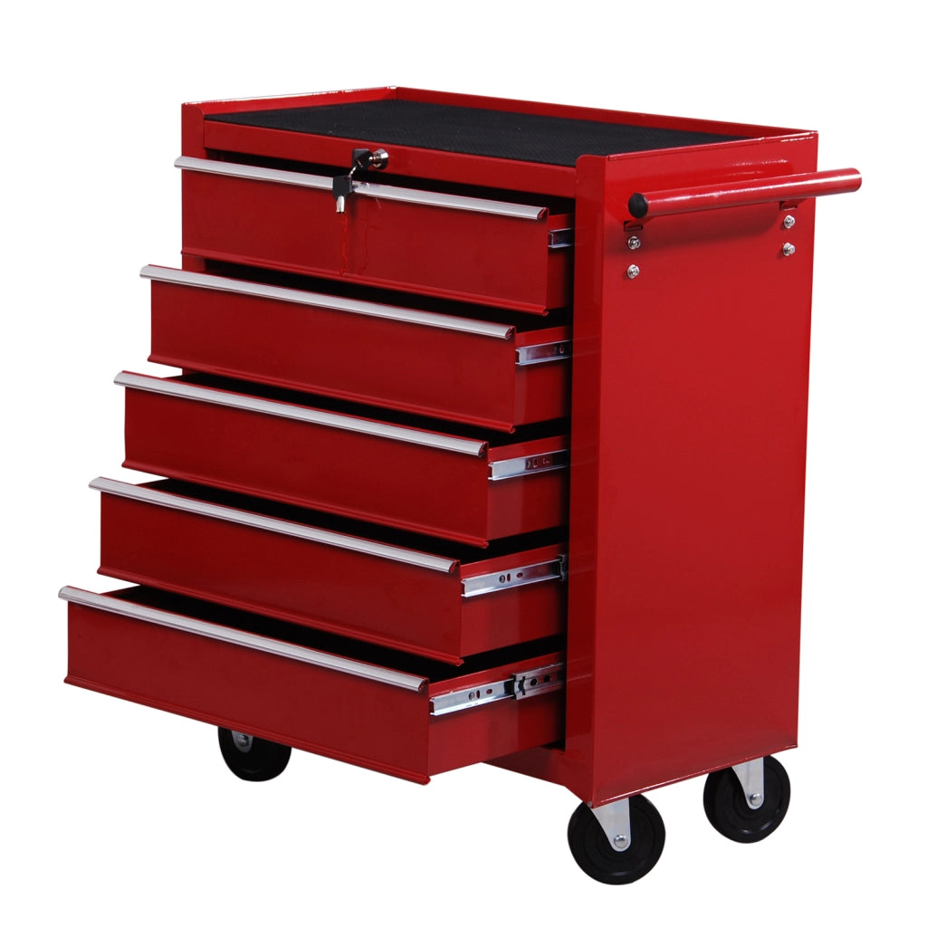 Carrello Porta Utensili con 5 Cassetti ¨C zephmum ¨C Acciaio Rosso 67.5x33x77cm