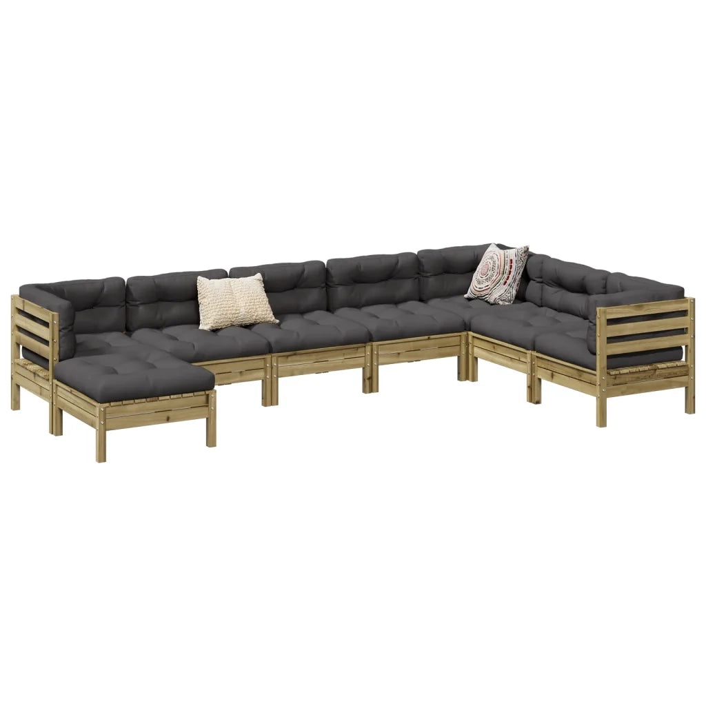 Set Divani da Giardino 8pz con Cuscini Legno Impregnato di Pino 3299580