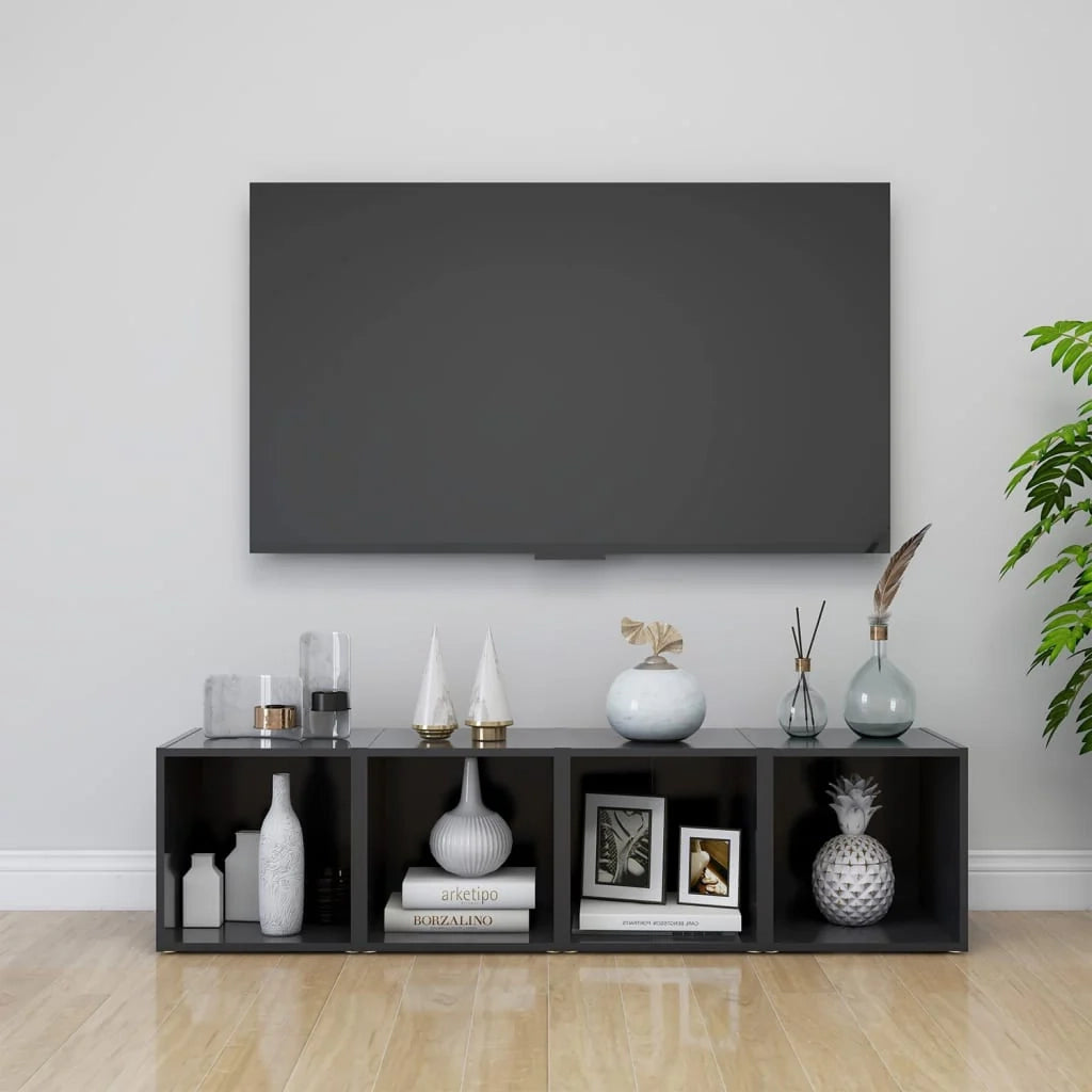 Mobile TV multimediale mensola TV credenza mobile TV sala da pranzo soggiorno camera da letto 2 pezzi 37 x 35 x 37 cm legno ingegnerizzato grigio 02_0028537