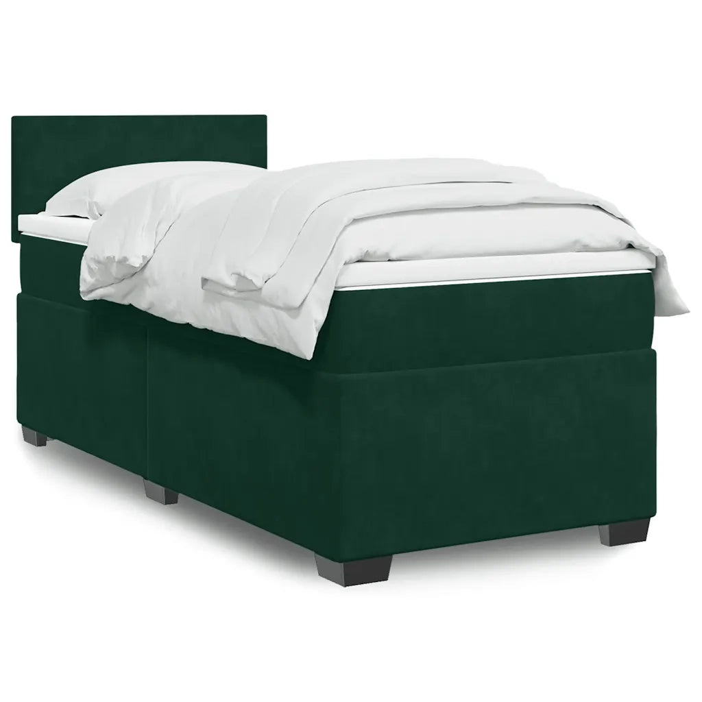 Giroletto a Molle con Materasso Verde Scuro 90x200 cm Velluto 3288507