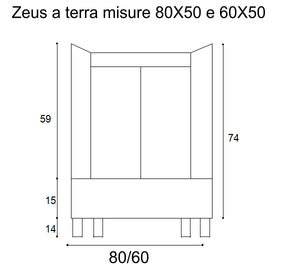 Mobile Lavatoio Sospeso Vasca Zeus in MineralMarmo Apertura a Cassettone 80x48x50 cm Olmo Scuro