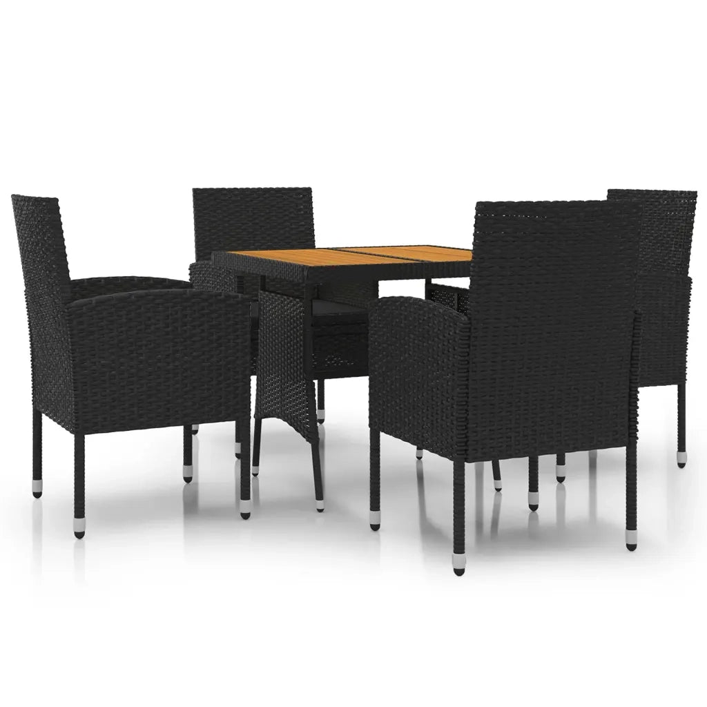 Set da Pranzo per Giardino 5 pz in Polyrattan Nero cod mxl 37579
