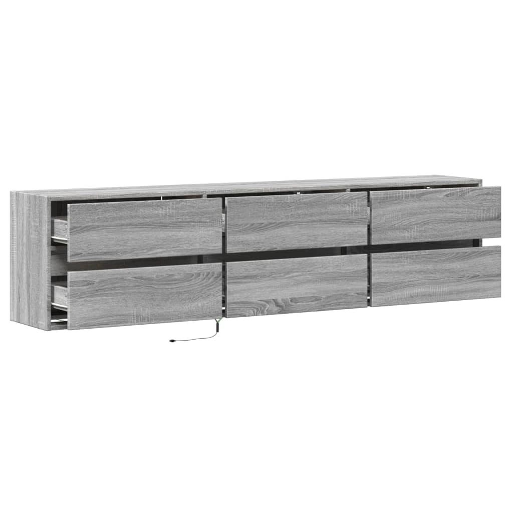 Mobile TV multimediale scaffale TV credenza mobile TV sala da pranzo soggiorno camera da letto montaggio a parete con LED Sonoma 180 x 31 x 45 cm grigio 02_0027833