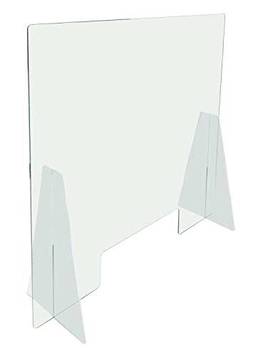 Domo Utility F FRA-190150 Divisore di Protezione in Polistirene Trasparente con Fessura Passa-Documenti 30 cm Autoportante ad Incastro colore Trasparente