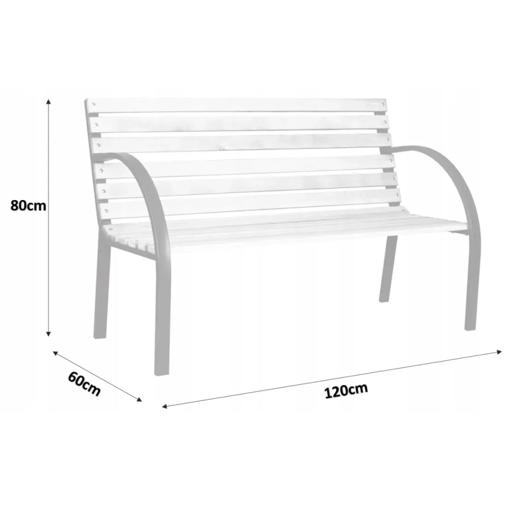 Panca da giardino BANCO 120 cm in legno e acciaio grigio resistente agli agenti atmosferici