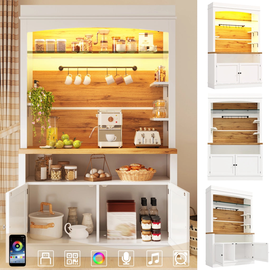 SET 2 pezzi Armadi alti 107x34x184 cm Bianco MDF e metallo con LED