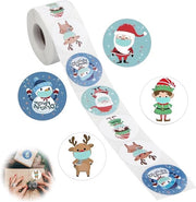 500 Sticker Natale - Etichette Decorative Ronde per Natale - Sacchi di Carta e Sacchetti di Regalo - Carta da Regalo