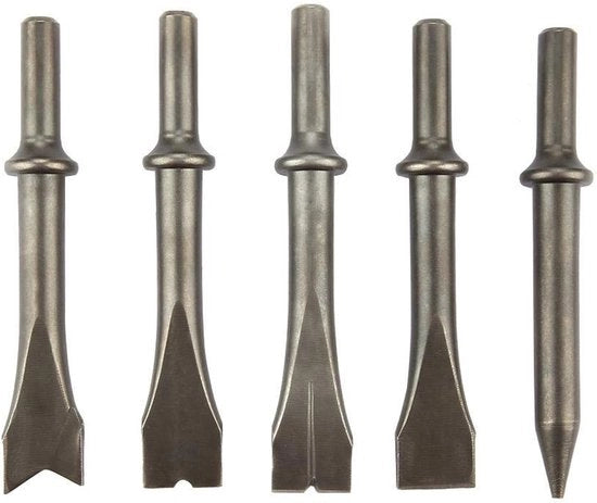 Set a beccatina pneumatica 5 pezzi - Acciaio Cr-Mo - Adatto per 150/190/250 beccatina - 10 cm beccatine - Ideale per intonacatura e cemento - Beccatine a martello