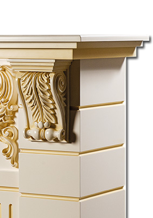 Camino Elettrico da Pavimento 111x145x38 cm Effetto Fiamma 1950W Imperial & Mirabella Avorio