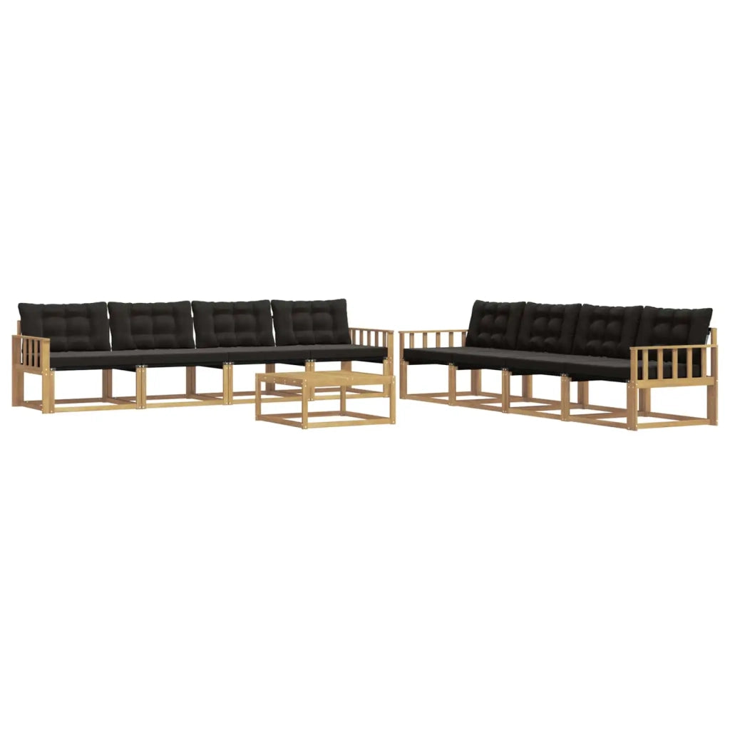 Set di divani da esterno 9 pcs Bianco e Nero 79 x 79 x 37 cm