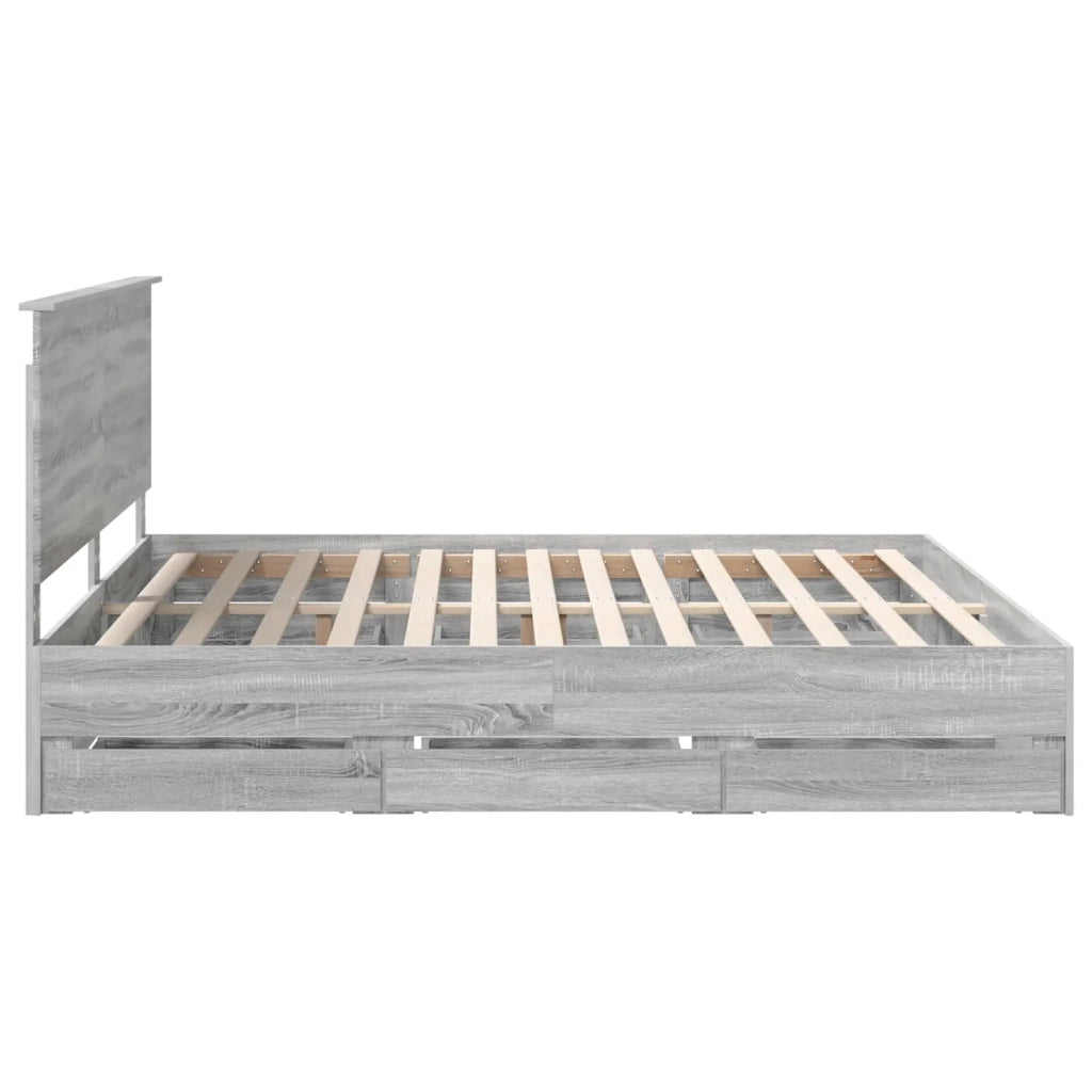 Letto matrimoniale | Letto per adulti | Struttura del letto con cassetto Grigio Sonoma 200 x 200 cm