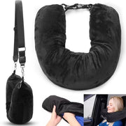 Cuscino gonfiabile - Cuscino portatile - Cuscino a forma di U - Borsa di stoccaggio gonfiabile per abbigliamento - Cuscino per viaggio - Cuscino gonfiabile per viaggiare - Cuscino gonfiabile senza riempimento (nero)