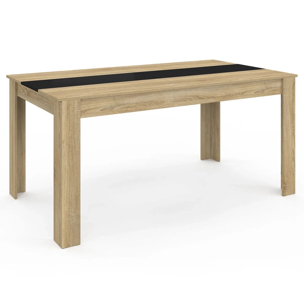 IDMarket - Tavolo da pranzo rettangolare GEORGIA per 8 persone in simil-faggio e nero 160 x 80 cm