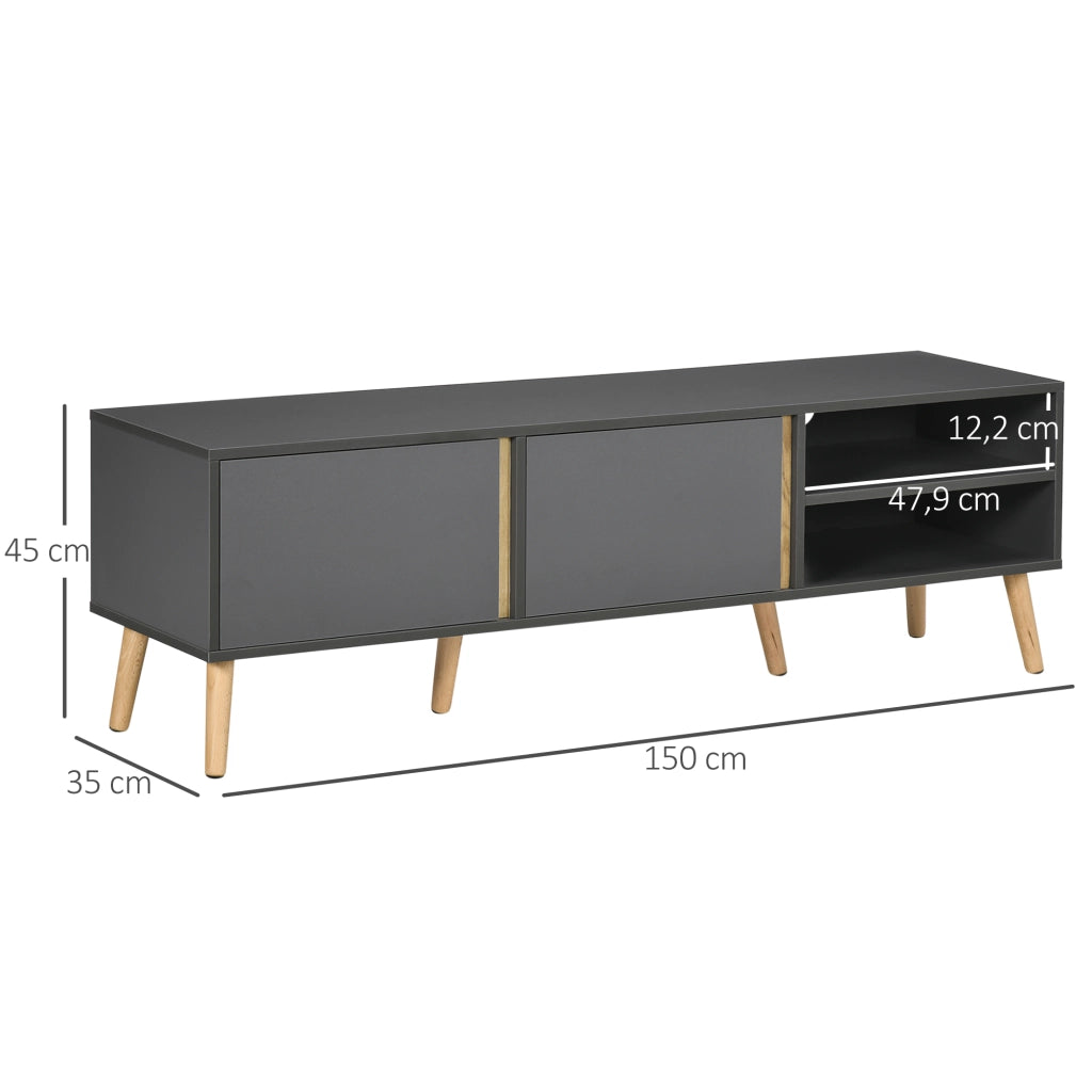 Mobile TV scandinavo con ante e ripiani ¨C Xylo ¨C 150x35x45 cm grigio scuro