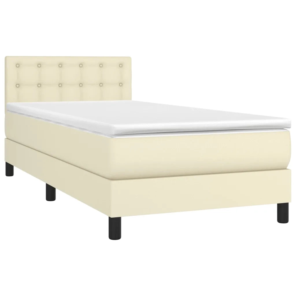 Giroletto a Molle con Materasso-Struttura Letto con Materasso Crema 100x200 cm in Similpelle 861956
