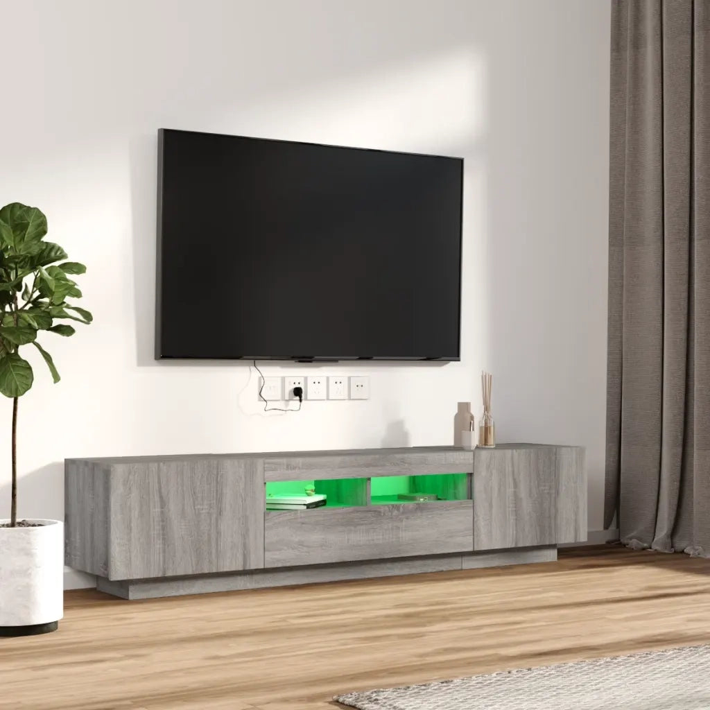 Set Mobili TV 2 pz con Luci LED Grigio Sonoma Legno Multistrato 3120168