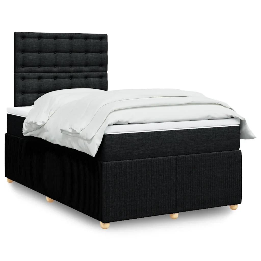 Giroletto a Molle con Materasso Nero 120x200 cm in Tessuto