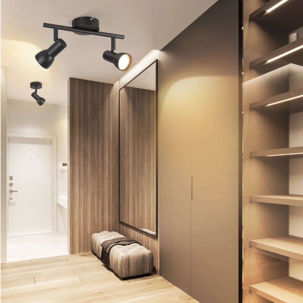 ZMH Faretto da soffitto neri 1 luce GU10 orientabili 350° metallo design moderno senza lampadina