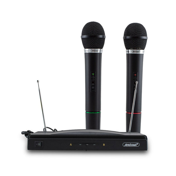 Microfoni Wireless per Karaoke Ricevitore 2 Canali Canto e Presentazioni