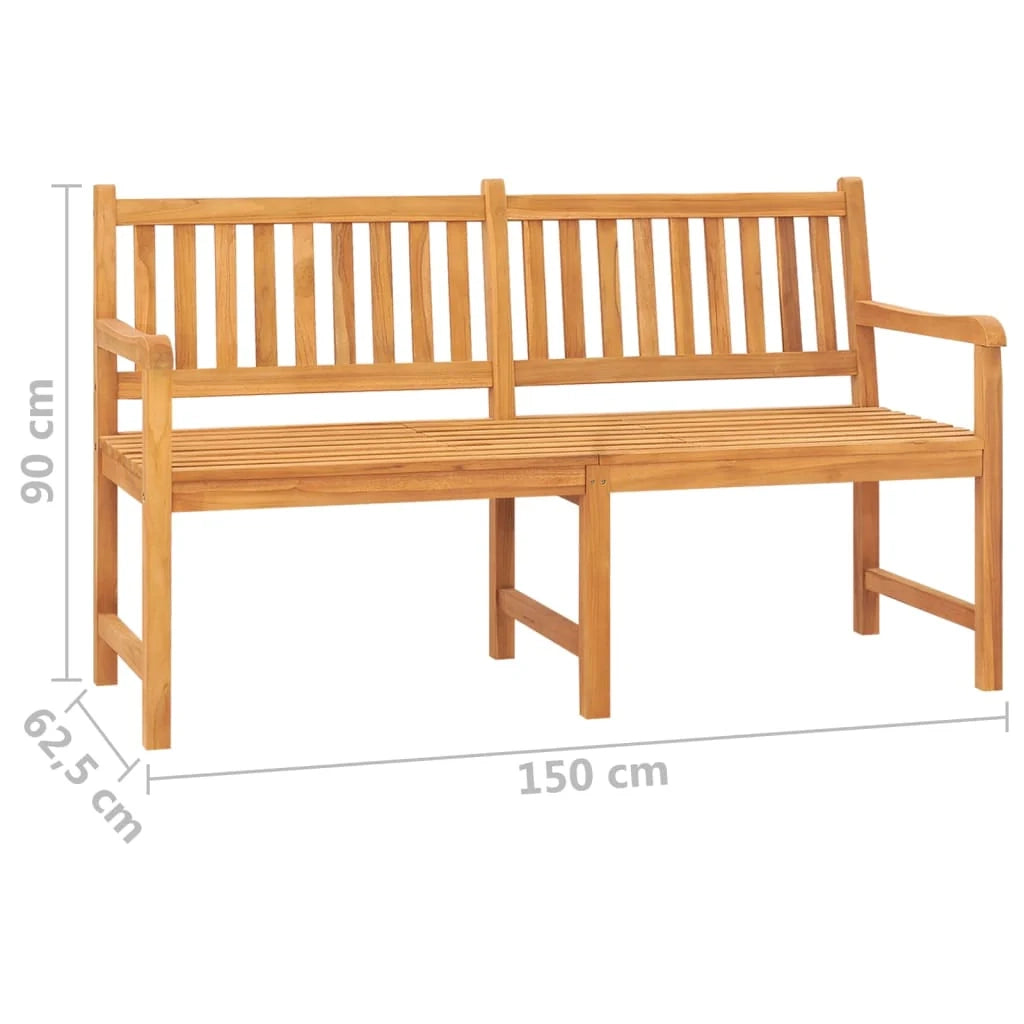 Panca da giardino mobili da esterno per patio panca da terrazza a 3 posti con tavolo 150 x 62,5 x 90 cm legno massello di teak 02_0011317