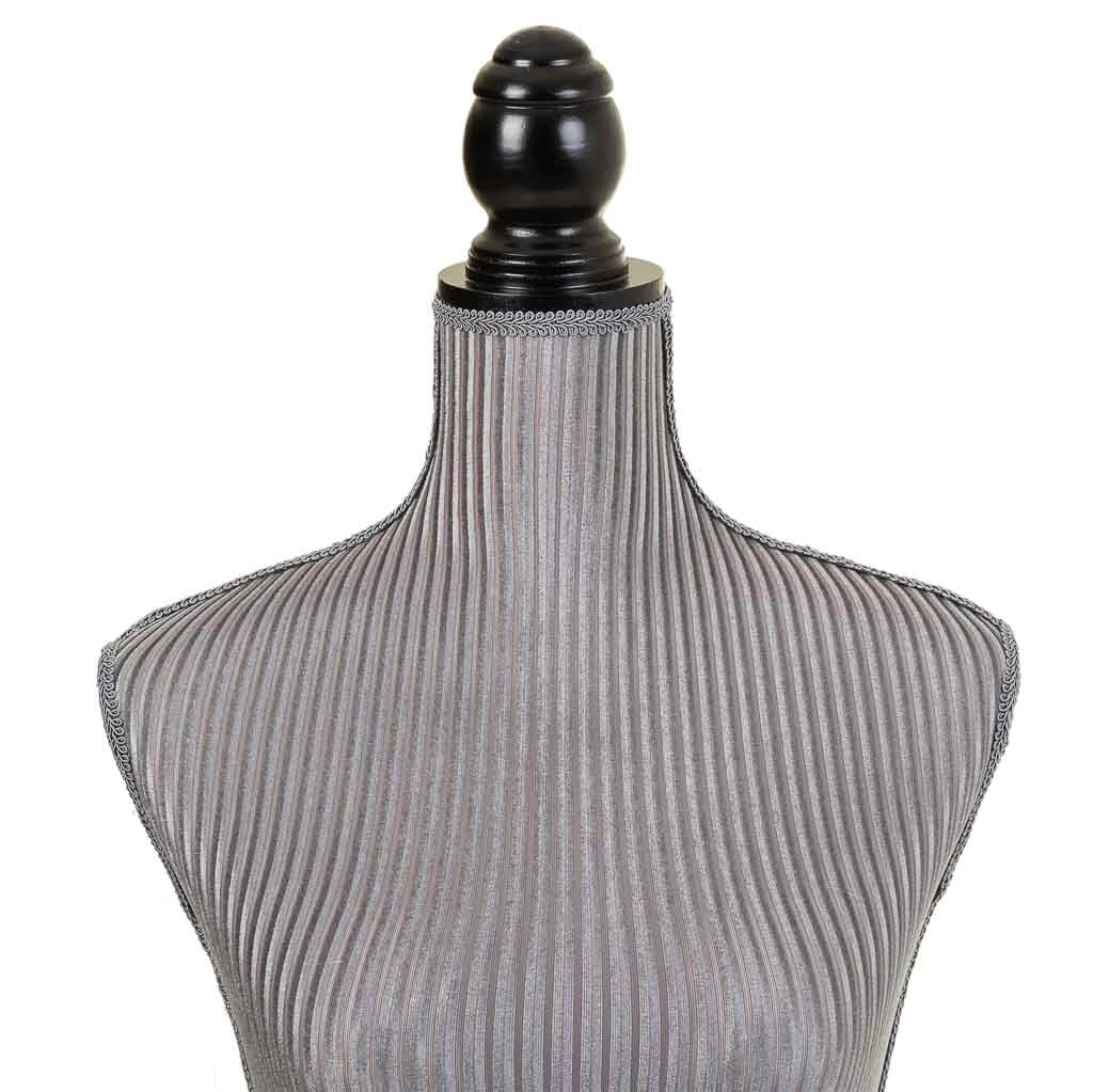 Manichino in legno e schiuma rivestito in tessuto grigio 24x37,5x168h