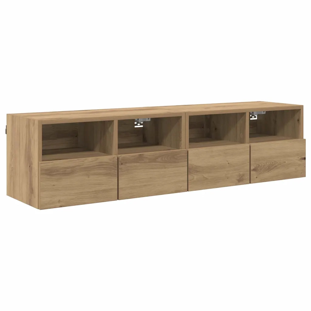 Mobiletti TV da Parete 2 pz-Set di 2 Credenza per TV sospesa Rovere artigianale 60 x 30 x 30 cm