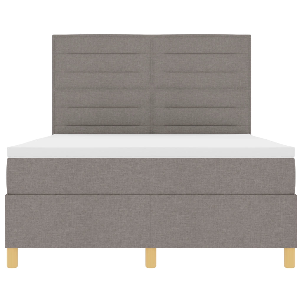Letto con Box Spring e Materasso & LED Tortora 140x190 cm Tessuto