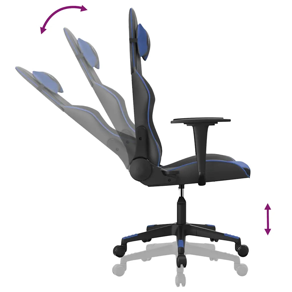 Sedia da Gaming | Sedia da e-sports Massaggiante Nero e Blu in Similpelle